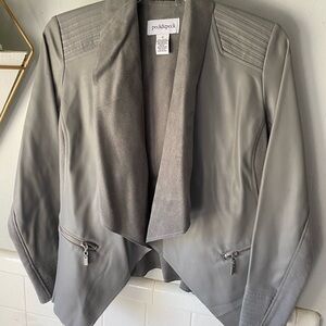 Peck & Peck Gray Vegan Leather jacket